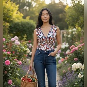NWT Multicolor Abstract Floral Women's Tank Top
